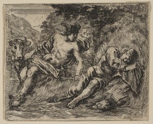 ميركوري وأرغوس ، من Game of Mythology Jeu de la Mythologie ، 1644. بواسطة ستيفانو ديلا بيلا