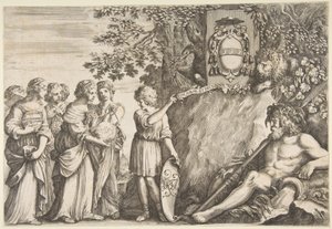 تصميم زخرفة أطروحة ، معطف ستروززي من الأسلحة في الأعلى ، كاليفورنيا. 1660. بواسطة ستيفانو ديلا بيلا