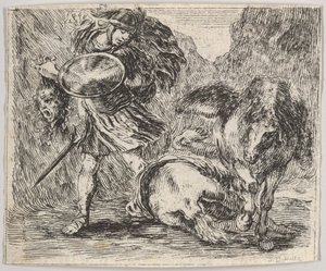 بيرسيوس وميدوسا ، من Game of Mythology Jeu de la Mythologie ، 1644. بواسطة ستيفانو ديلا بيلا