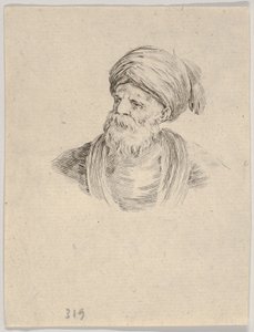 اللوحة 12: تمثال نصفي لرجل تركي عجوز في عمامة ، يتجه نحو اليسار ، من مختلف ... ، 1650.