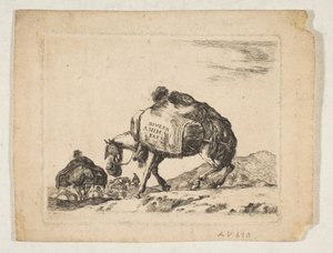 اللوحة 1: حصان قطيع ، من "حيوانات مختلفة" Diversi animali ، كاليفورنيا. 1641. بواسطة ستيفانو ديلا بيلا