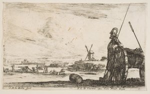 اللوحة 5: بيكمان يقف بجانب مدفع ، شخصيات عسكرية أخرى ... ، كاليفورنيا. 1641. بواسطة ستيفانو ديلا بيلا