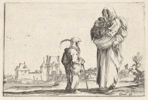 اللوحة 7: فلاحة تحمل طفلها إلى اليمين وتتحدث لطفل آخر واقف ... ، كاليفورنيا. 1642.
