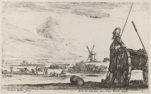 جندي في درع ومدفع ، ج. 1641. بواسطة ستيفانو ديلا بيلا
