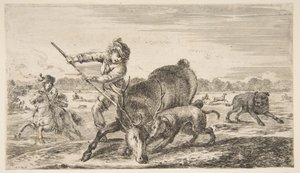 الأيل في الخليج ، من صيد الحيوانات يصطاد الحيوانات المختلفة ، كاليفورنيا. 1654. بواسطة ستيفانو ديلا بيلا