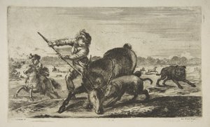 الأيل في الخليج ، من صيد الحيوانات يصطاد الحيوانات المختلفة ، كاليفورنيا. 1654. بواسطة ستيفانو ديلا بيلا