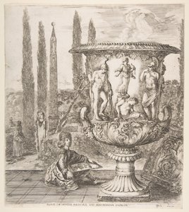 إناء ميديشي ، إناء كبير إلى اليمين مزين بتمثيل تضحية ... ، 1656. بواسطة ستيفانو ديلا بيلا