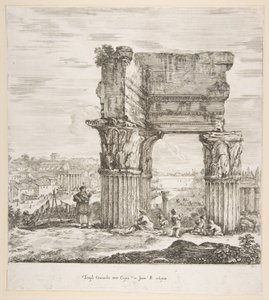 معبد فيسباسيان والمنتدى الروماني ، من ستة مناظر كبيرة ، وأربعة من روما ، واثنان ... ، 1656.
