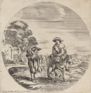 فلاحان يسافران في منظر طبيعي ، 1656. بواسطة ستيفانو ديلا بيلا