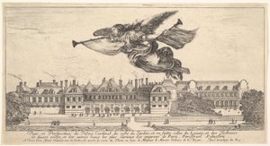 منظر لقصر الكاردينال ، صورة الشهرة في أعلى المركز تحلق في اتجاه اليسار ... ، 1649-51. بواسطة ستيفانو ديلا بيلا