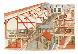 بلاط الشرائع، قلعة ويندسور، حوالي 1500-1535 (حبر وألوان مائية على ورق) بواسطة ستيفن كونلين