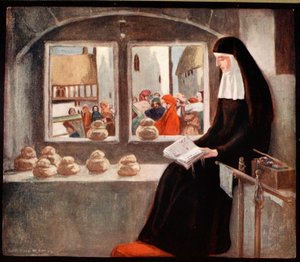 السيدة جوليان من نورويتش، رسم توضيحي من "الجيش العظيم" بقلم وينيفريد إم ليتس، حانة. 1912 (ليثو ملون) بواسطة ستيفن ريد