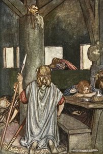 Sualtach يوقظ الملك ، رسم توضيحي من "Cuchulain ، The Hound of Ulster" بقلم إليانور هال (1860-1935) بواسطة ستيفن ريد