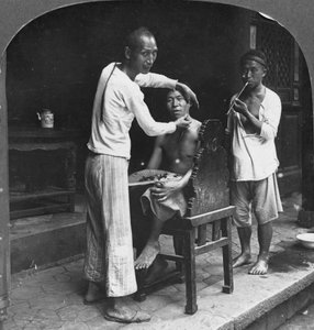 حلاق صيني في بهامو ، بورما ، 1908