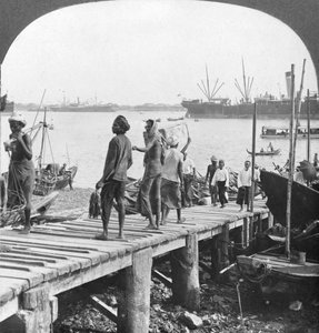 مرحلة الهبوط على نهر إيراوادي ، رانغون ، بورما ، 1908 بواسطة شركة السفر ستيريو