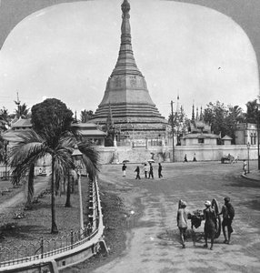 سولي باجودا من شارع باجودا ، رانجون ، بورما ، 1908 بواسطة شركة السفر ستيريو