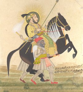 ماهارانا سانجرام سينغ يركب جائزة الفحل ، كاليفورنيا. 1712. بواسطة سيد Stipple