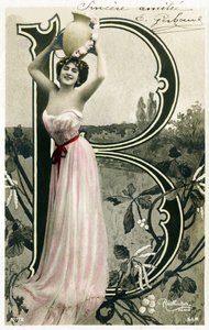 ب: بيانكا توليدو ، فنانة ومغنية وراقصة سفيلية من la Belle Epoque - Casino de Paris و Folies Bergere و Jardin de Paris - الأبجدية في بطاقة بريدية