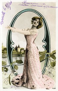 O b: Agustina Otero Iglesias ، الاسم المستعار كارولين أوتيرو يُدعى La Belle Otero ، مغني ، راقص ملهى ومومس مهم من la Belle Epoque - الأبجدية في بطاقة بريدية