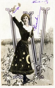 W: Liane De Pougy ، راقص وكورستيزاني من La Belle Epoque - الأبجدية في بطاقة بريدية بواسطة استوديو Reutlinger