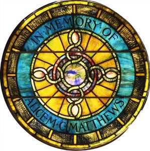 نافذة زجاجية دائرية من الرصاص من Tiffany Studios (زجاج مرصص)