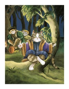 رسم توضيحي من كتاب قطط شكسبير: كتاب الملصقات (نشر عام 2016) بواسطة سوزان هربرت