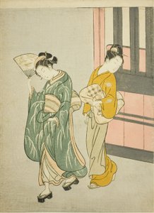 Clearing Breeze from a Fan (Ogi no Seiran) ، من مسلسل "Eight Views of the Parlor (Zashiki hakkei)" بواسطة سوزوكي هارونوبو