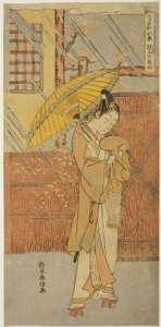 Night Rain of Genjo (Genjo no yau) ، من سلسلة "محاكاة ساخرة لثمانية مشاهد من ترانيم Noh (Furyu utai hakkei)" بواسطة سوزوكي هارونوبو
