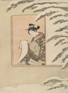 محاكاة ساخرة لـ Sun Kang ، والمعروفة أيضًا باسم Snow by the Window بواسطة سوزوكي هارونوبو