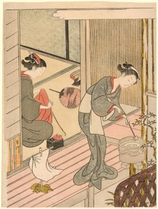أشرعة عائدة لرف المناشف (Tenugui-kake no kihan) ، من سلسلة "Eight Views of the Parlor (Zashiki hakkei)" بواسطة سوزوكي هارونوبو