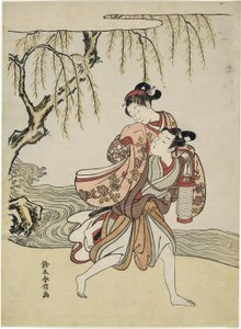 The Elopement (محاكاة ساخرة لحلقة Akutagawa من "Tales of Ise") بواسطة سوزوكي هارونوبو
