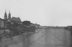 بال ، الكاتدرائية ونهر الراين (b / w photo) بواسطة المصور السويسري