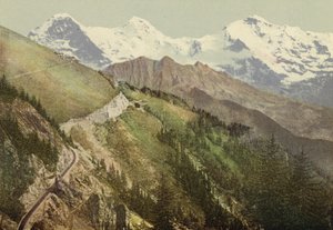 بيرنيز أوبرلاند: Schynige Platte ، خط السكك الحديدية (صورة ملونة) بواسطة المصور السويسري