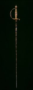 سيف صغير ، حوالي 1790-1800 (ذهبي مع مينا زرقاء شفافة ، فولاذ محفور ومذهّب ومذهّب) بواسطة المدرسة السويسرية