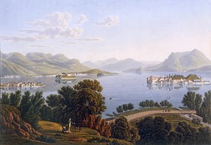 منظر لبحيرة ماجوري وجزر بورومين ، 1819. بواسطة المدرسة السويسرية