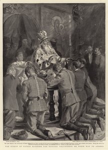 أسقف باتراس يبارك المتطوعين الإنجليز في طريقهم إلى أثينا بواسطة Sydney Prior Hall