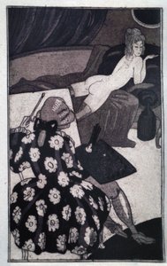 الإثارة الجنسية: جياكومو كازانوفا (1725-1798) يصور عشيقته الممدودة عارية على أريكة (نقش)