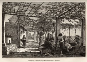 فيلا مينتون ، نقش بعد رسم تايلور ، يوضح رحلة مينتون وبوردغييرا ، في عام 1871 ، بواسطة أدولف جوان ، نُشر في "Le tour du monde" "1874 ، تحرير إدوارد شارتون ، طبعة Hachette ، باريس. مجموعة سيلفا.