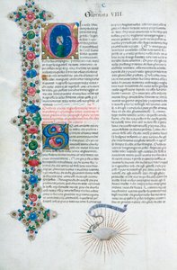 صفحة مخطوطة مضيئة من ديكاميرون ، بقلم جيوفاني بوكاتشيو ، إيطالي ، c1467.