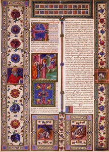 بداية من كتاب ناحوم ، من المجلد الثاني من الكتاب المقدس لبورسو ديست ، زخرفه تادو كريفيللي (1425-1479) وآخرون ، مخطوطة لاتينية 422-423 ، الصحيفة 99 ، ظهر ، مخطوطة برشمان