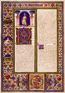 رسالة بولس إلى غلاطية ، من المجلد الثاني من الكتاب المقدس لبورسو ديست ، منارة بواسطة تادو كريفيللي (1425-1479) وآخرون ، مخطوطة لاتينية 422-423 ، الصحيفة 199 ، ظهر ، مخطوطة