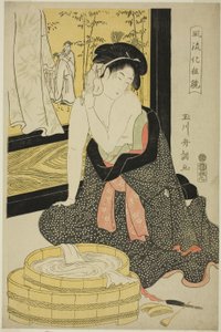 مرآة الأناقة (Furyu kesho kagami) (طباعة خشبية ملونة ؛ oban) بواسطة تاماغاوا شوتشو