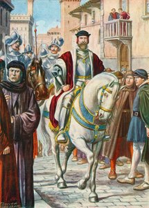 Cosimo I مع حراسه الإسبان والألمان الذين تبعوه دائمًا بواسطة تانكريدي سكاربيللي