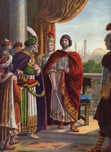 الروماني القديم: الإمبراطور جوليان المرتد (جوليان الفيلسوف أو جوليان الثاني) انتصر على يد الملك الفارسي شابور الثاني عام 363 م "(الإمبراطور الروماني جوليان المرتد (جوليان الفيلسوف) وملك بلاد فارس شابور الثاني ، 363 م) رسم توضيحي لتانكر بواسطة تانكريدي سكاربيللي