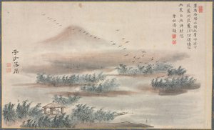 أحد المناظر الثمانية لنهري شياو وشيانغ ، 1788. بواسطة تاني بانش