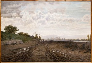 صباح على طول نهر أرنو. حفار الرمل على طول أرنو ، حوالي عام 1868 (زيت على قماش) بواسطة Telemaco Signorini