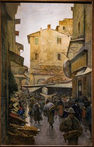 السوق القديم من شارع دجلي سبيزيالي حوالي 1882 (زيت على قماش) بواسطة Telemaco Signorini