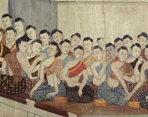 مجموعة من النساء ذوات ثياب وشعر مقصوص نموذجي في عهد 4th (لوحة جدارية) بواسطة المدرسة التايلاندية