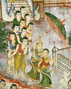 Wiharn Laikarn ، حلقة من Jataka Sang Thong (في الهواء الطلق) بواسطة المدرسة التايلاندية