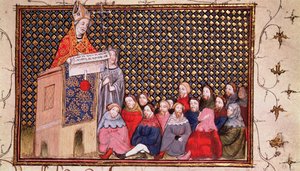 Harl 1319 f.12 رئيس الأساقفة أروندل يكرز في قضية هنري ، من 